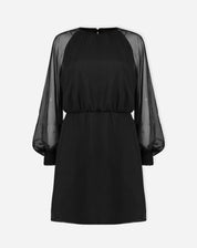 VESTIDO CURTO MANGA LONGA BUFANTE - PRETO