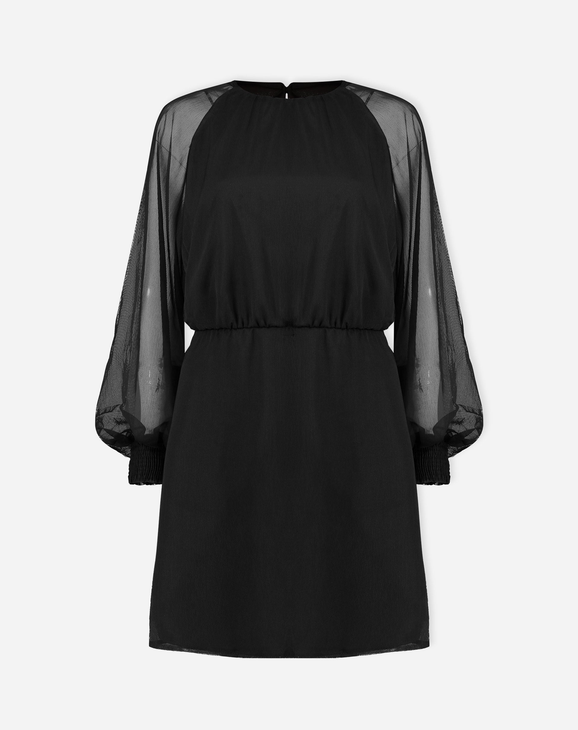 VESTIDO CURTO MANGA LONGA BUFANTE - PRETO
