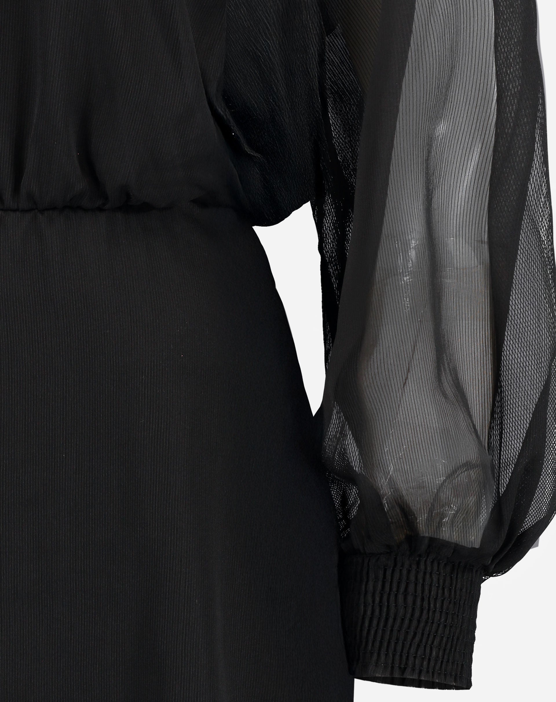 VESTIDO CURTO MANGA LONGA BUFANTE - PRETO