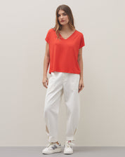 T-SHIRT VISCOSE DECOTE V LISA - VERMELHO