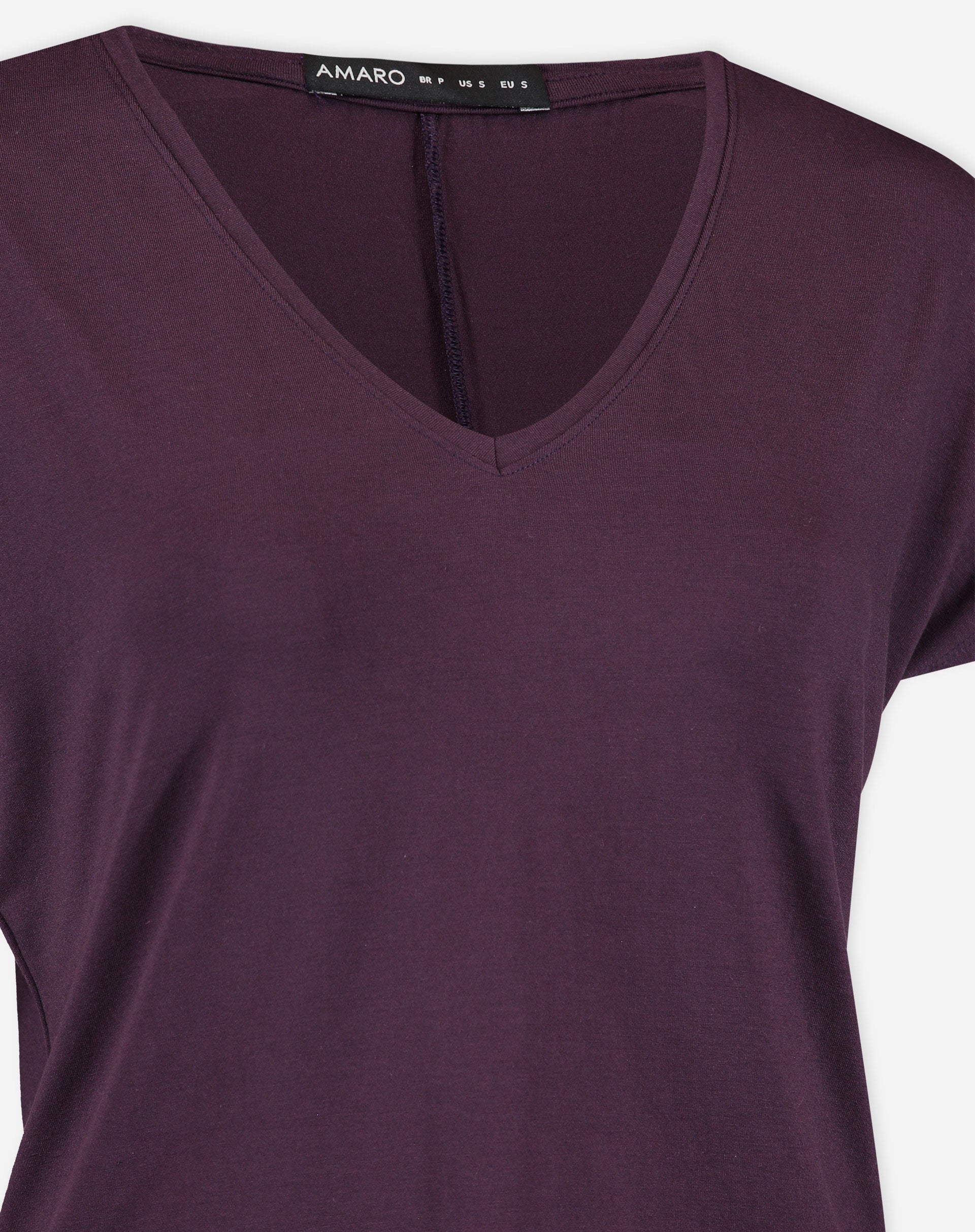T-shirt Viscose Decote V Lisa - Roxo