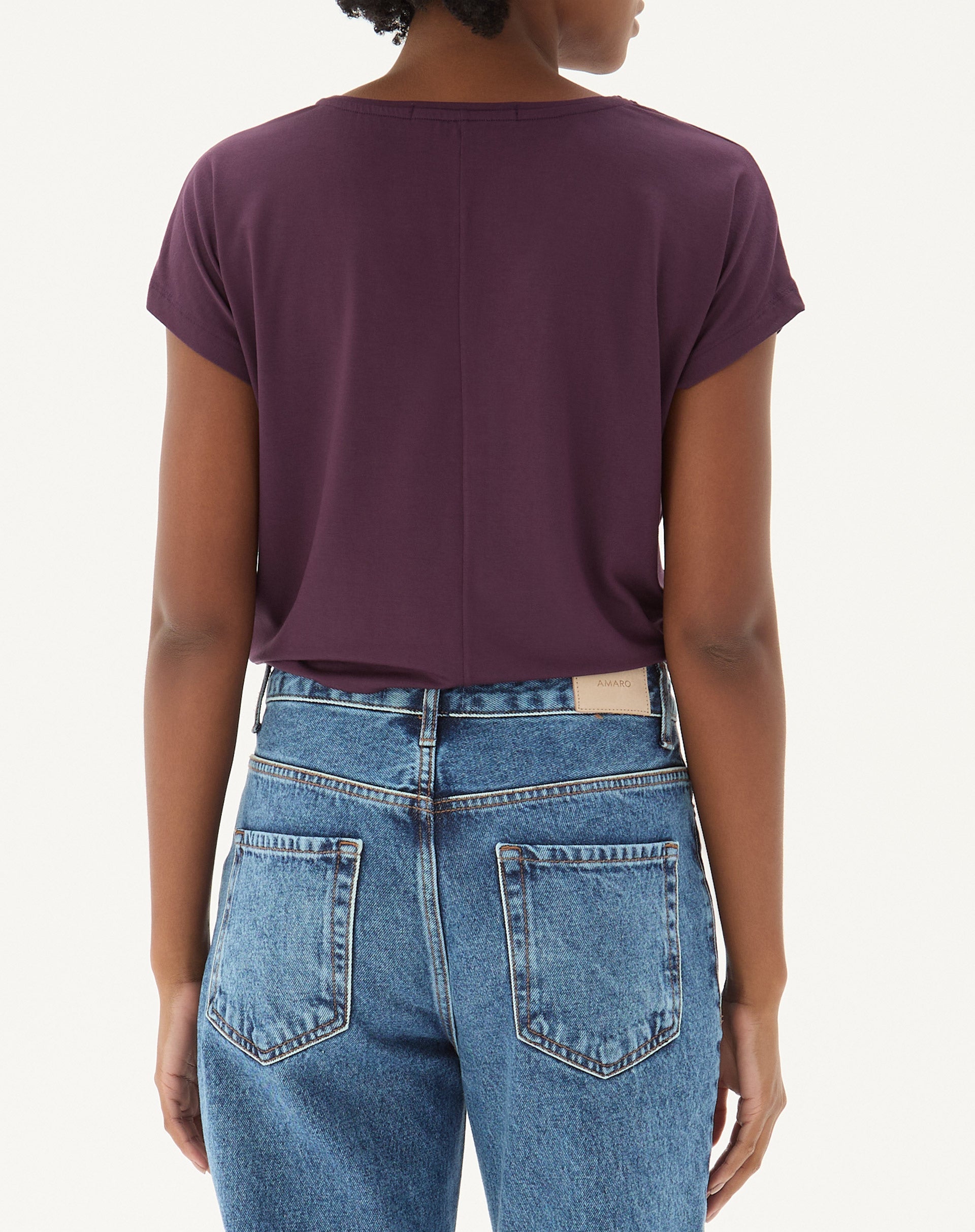 T-SHIRT VISCOSE DECOTE V LISA - ROXO