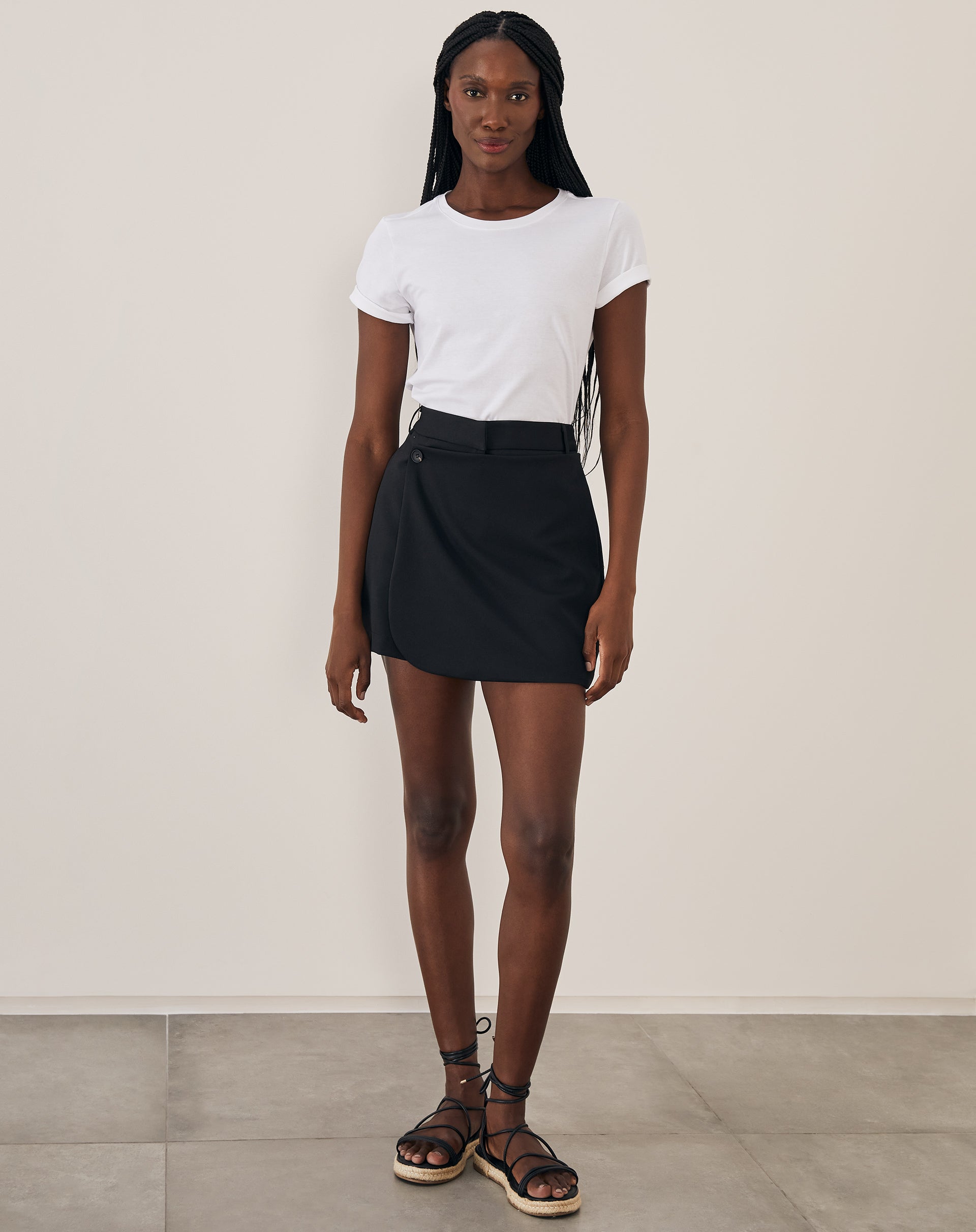 T-shirt Slim de Algodão Pima Gola Redonda Lisa - Branco