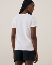 T-shirt Slim de Algodão Pima Gola Redonda Lisa - Branco