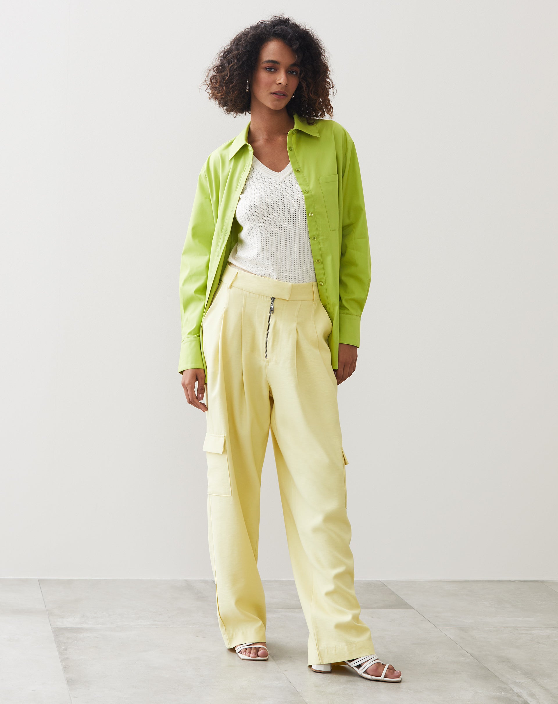 Camisa Oversized de Tricoline - Verde Lima