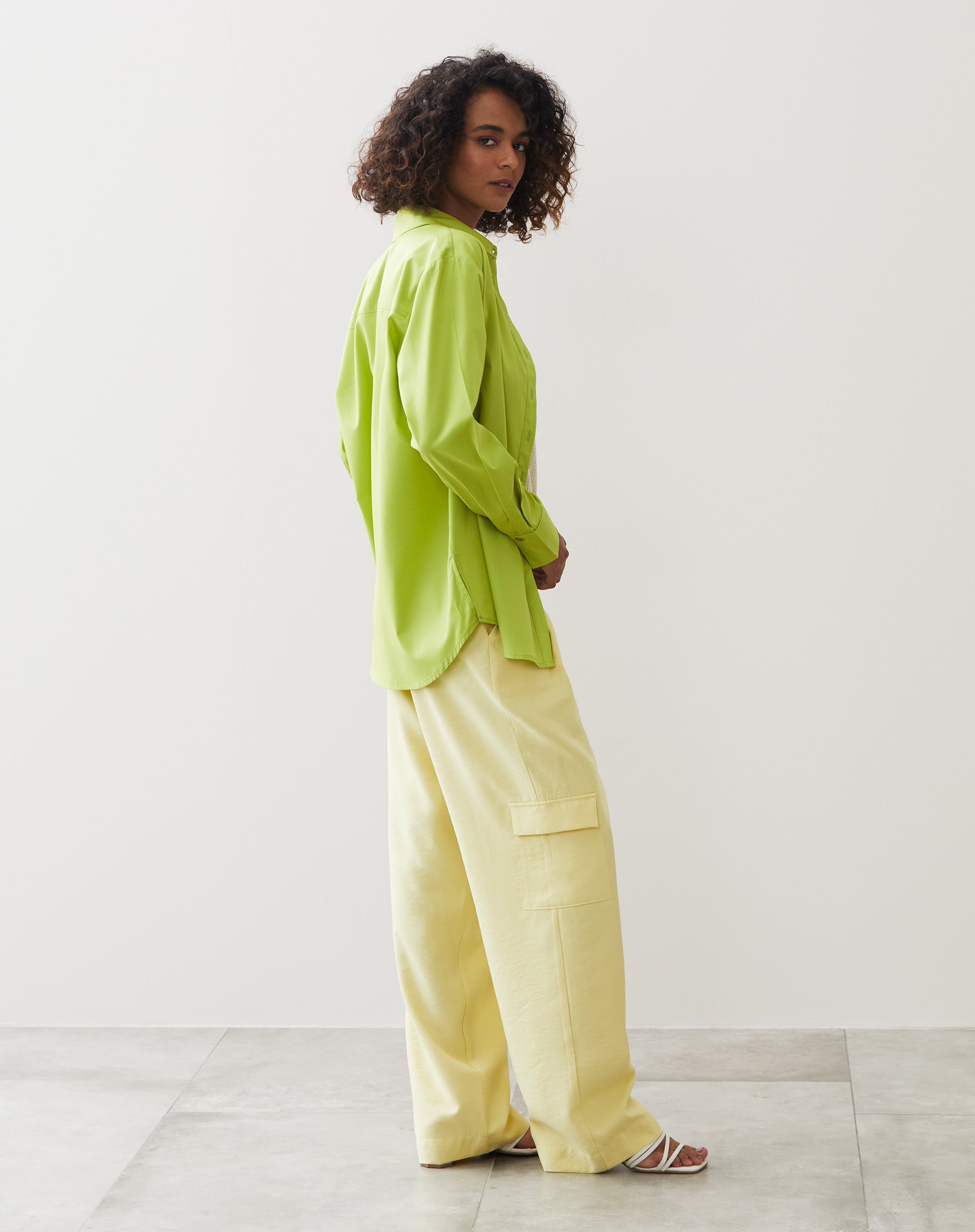 Camisa Oversized de Tricoline - Verde Lima