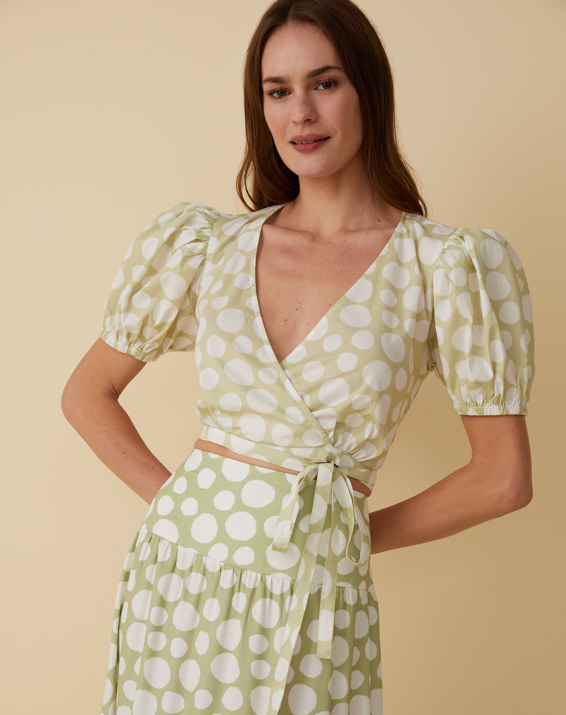 Blusa Tricoline Estampado Transpasse Falso Costas Abertas - Flat Fresh Poa