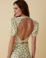 Blusa Tricoline Estampado Transpasse Falso Costas Abertas - Flat Fresh Poa