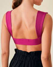 TOP CURTO DE TRICOT ALÇAS LARGAS - ROSA ESCURO