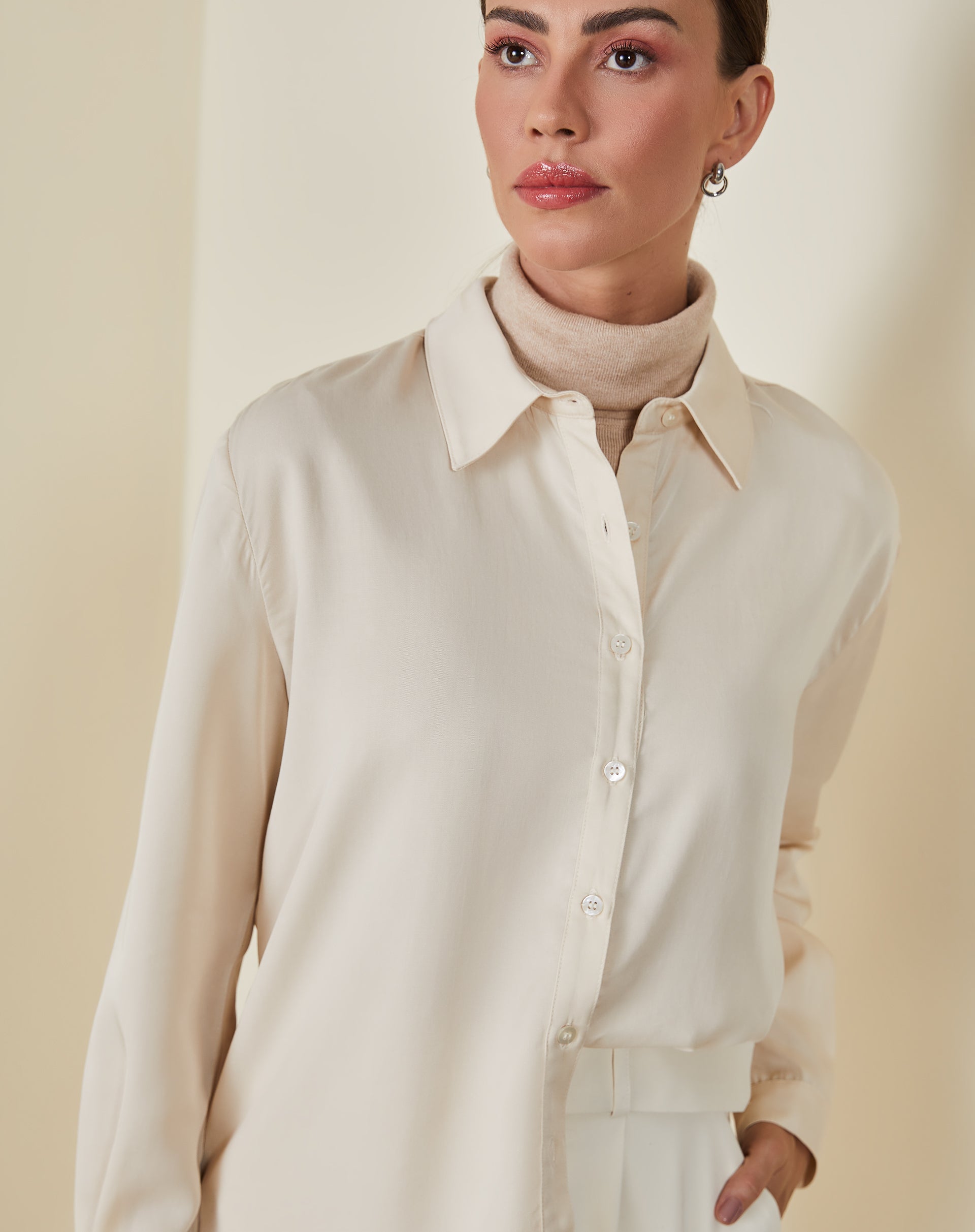Camisa Ampla de Lyocel Special Edition - Creme