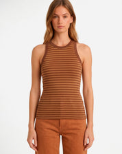 Regata Halter Listrada - Marrom