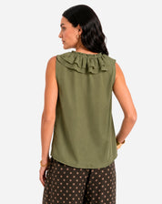 Blusa com Gola de Babados - Verde