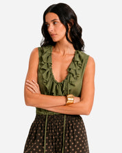 Blusa com Gola de Babados - Verde