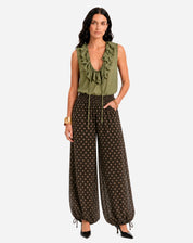 Blusa com Gola de Babados - Verde