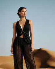 Blusa Drapeada de Malha - Preto