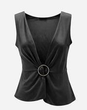 Blusa Drapeada de Malha - Preto