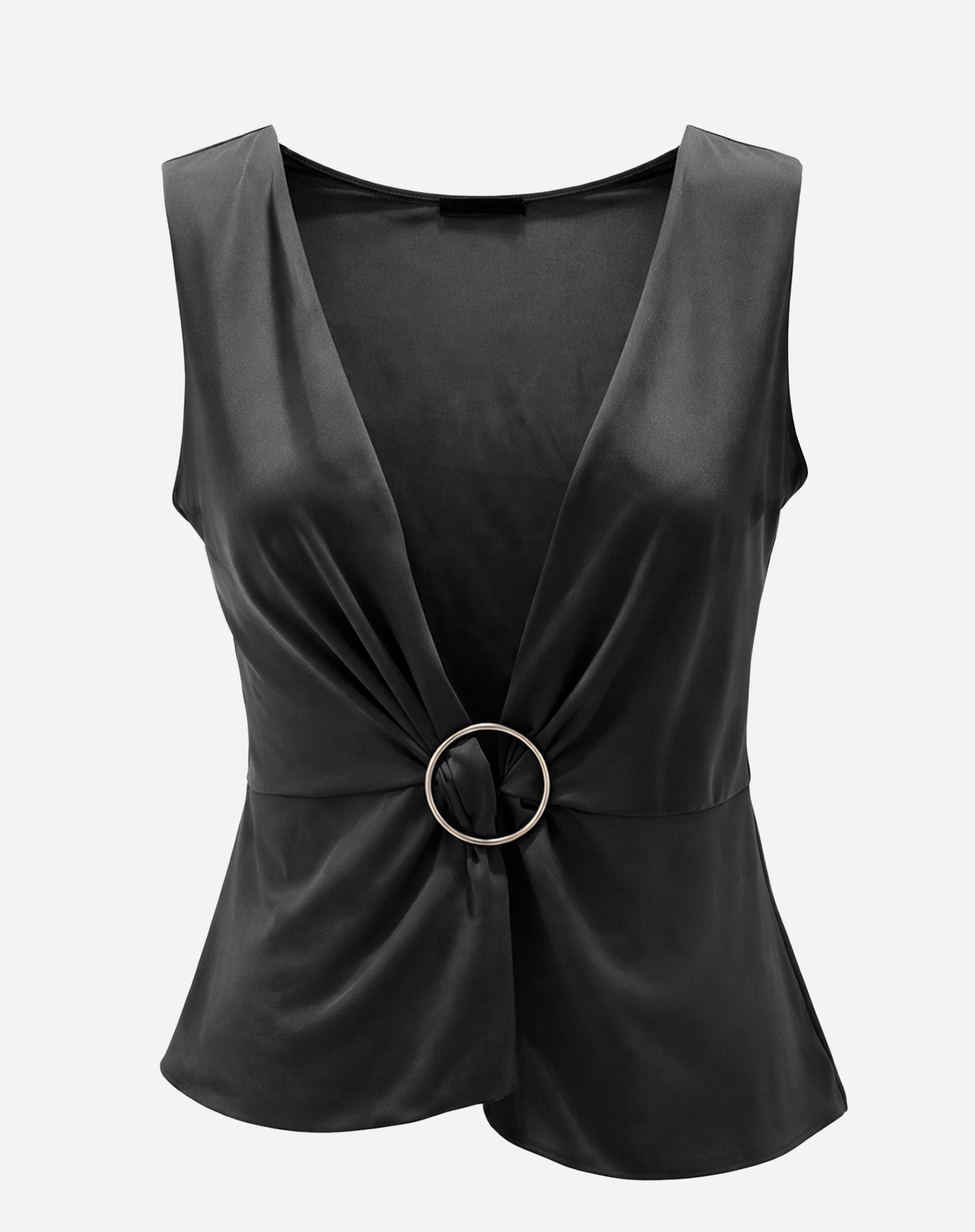 Blusa Drapeada de Malha - Preto