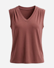 Blusa Decote V de Malha - Marrom