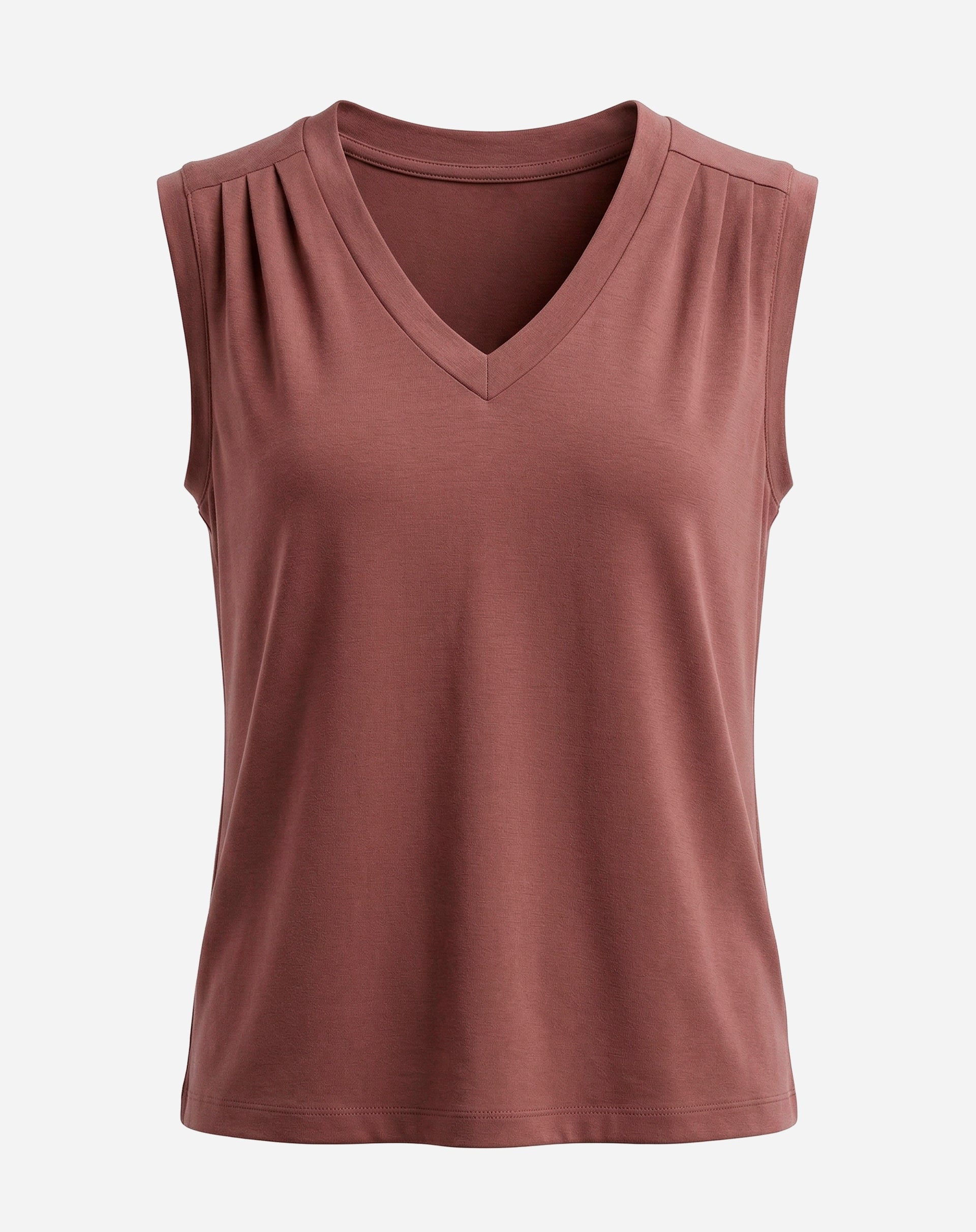 Blusa Decote V de Malha - Marrom