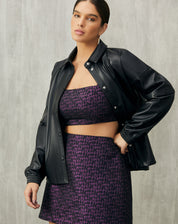 Top Curto de Jacquard Metalizado - Pink