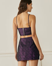 Top Curto de Jacquard Metalizado - Pink