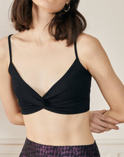 Blusa Cropped Regata Cruzada na Frente  - Preto