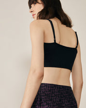 Blusa Cropped Regata Cruzada na Frente  - Preto