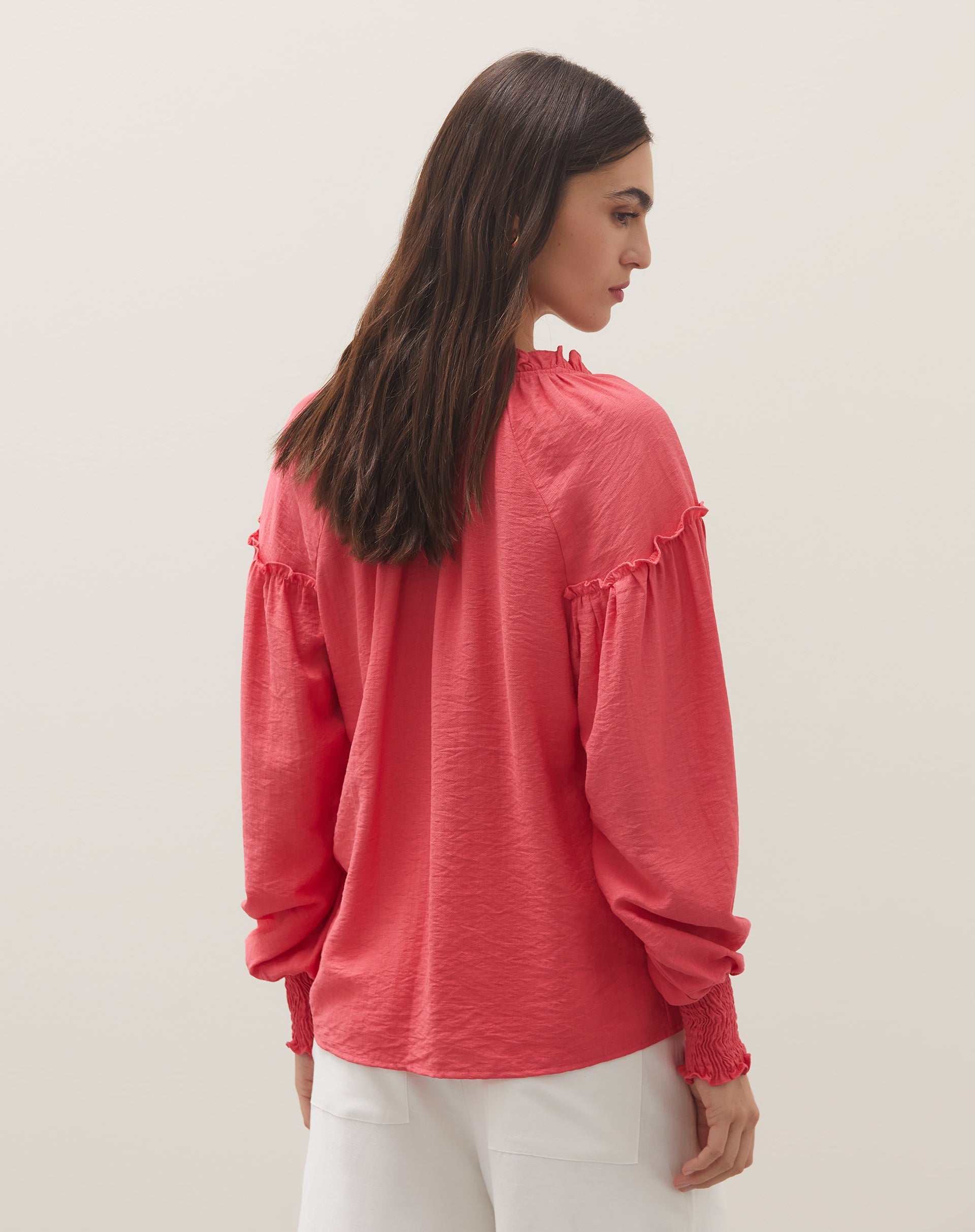 Blusa Manga Longa com Botões - Rosa