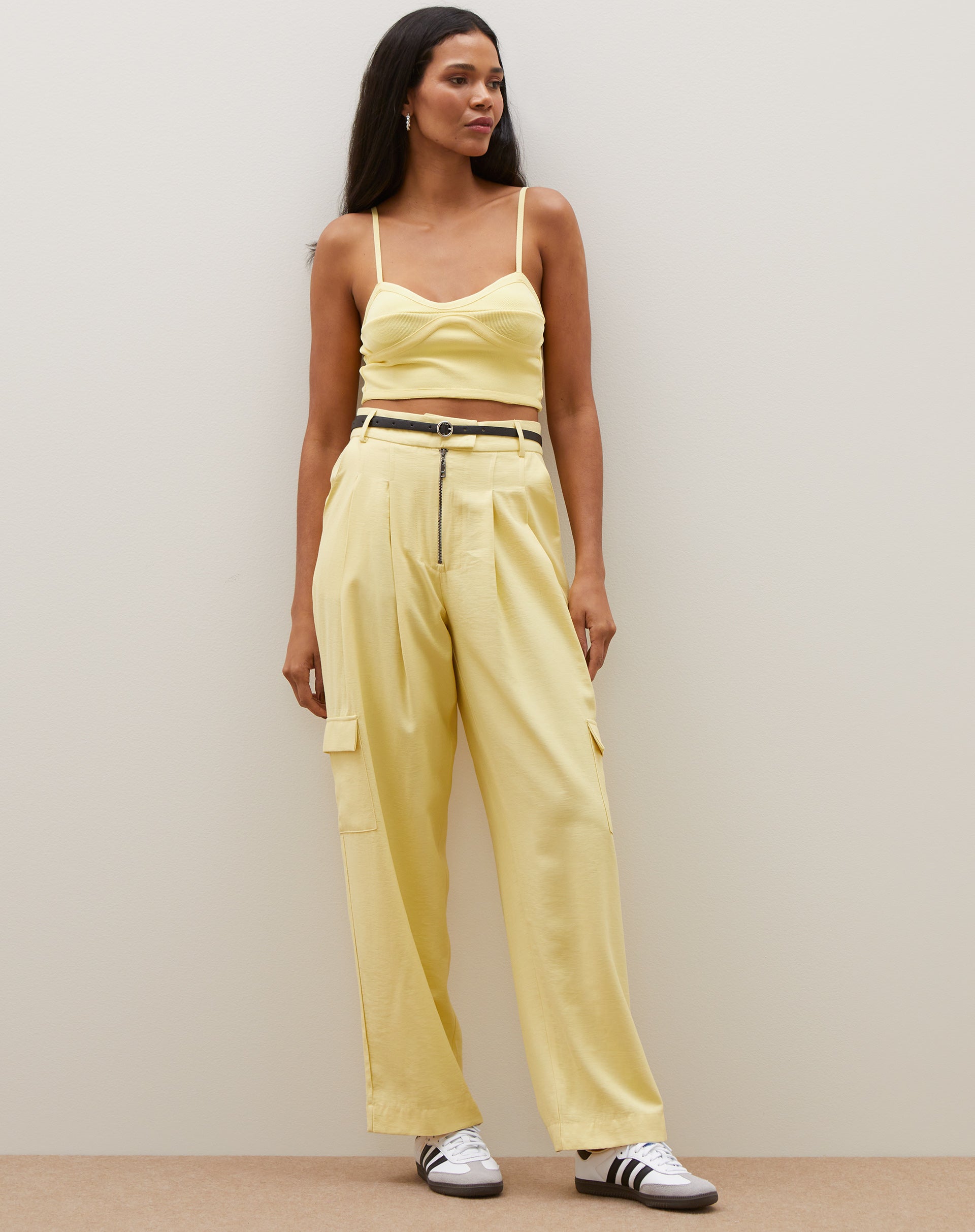 Top Cropped de Tricot - Amarelo Claro