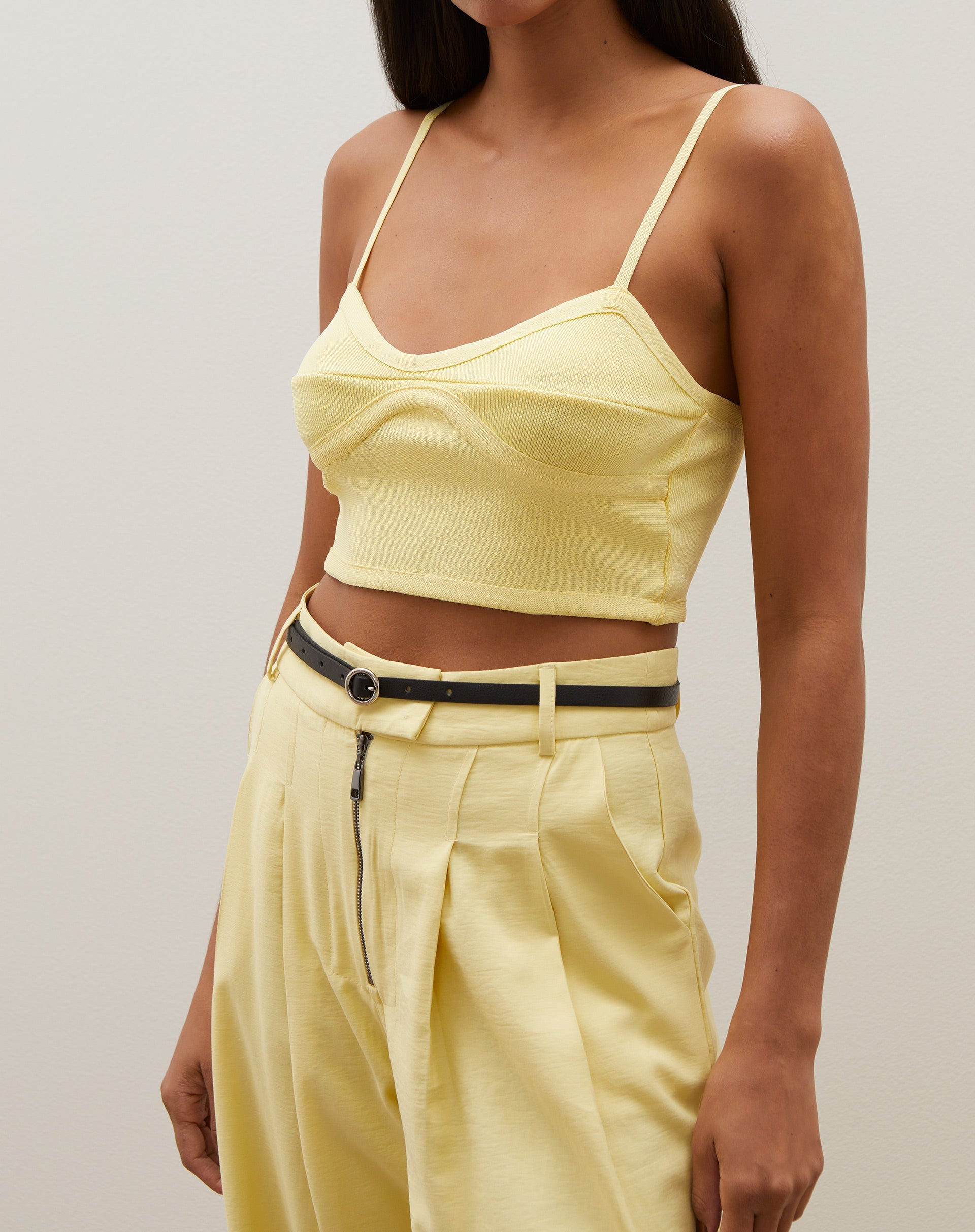 Top Cropped de Tricot - Amarelo Claro