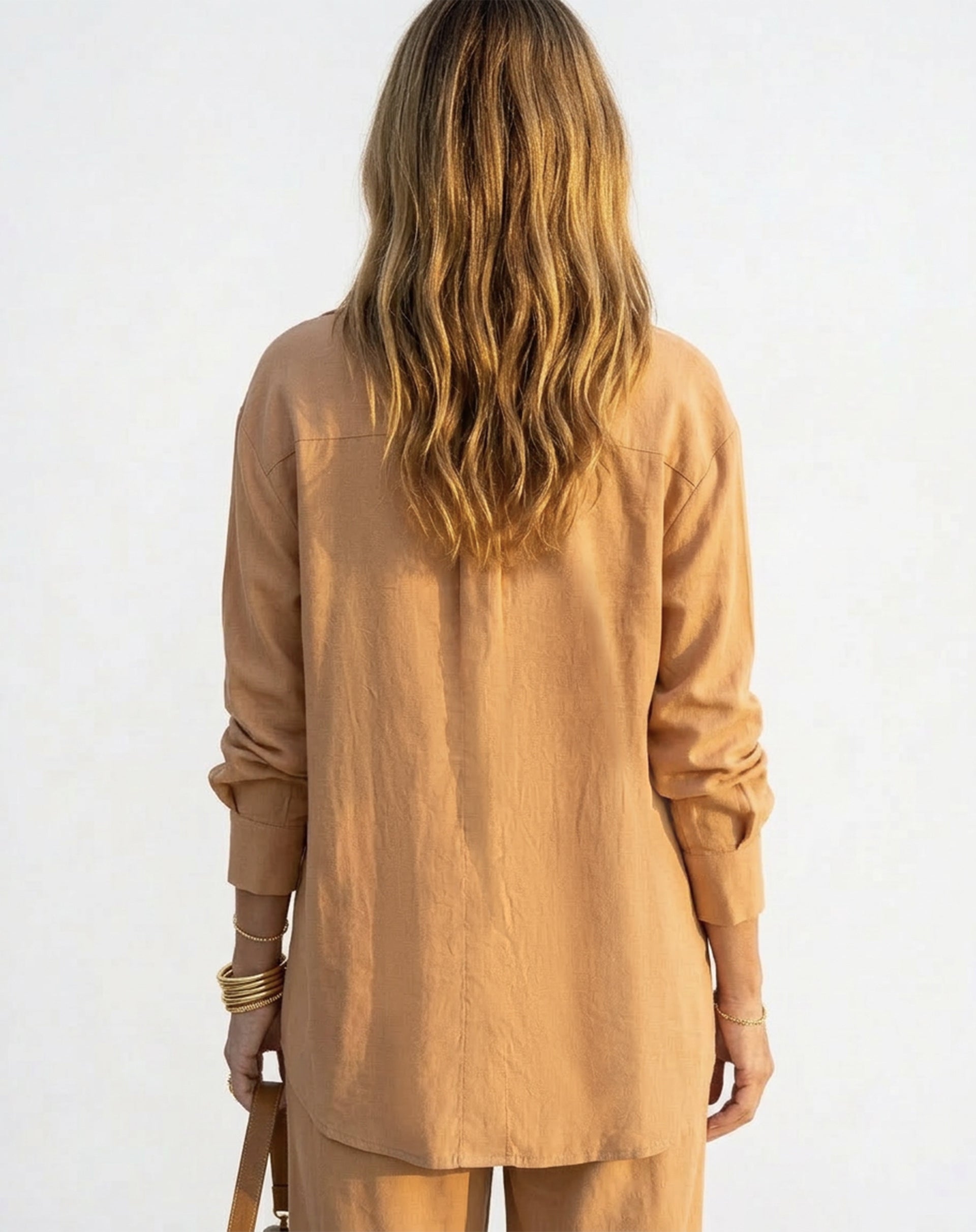 Camisa Fluida de Viscose - Ocre
