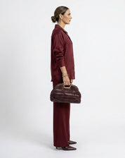 Calça Wide Leg de Viscose - Vinho