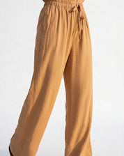 Calça Wide Leg de Viscose - Ocre