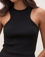 Blusa com Decote Halter de Tricot - Preto