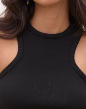 Blusa com Decote Halter de Tricot - Preto