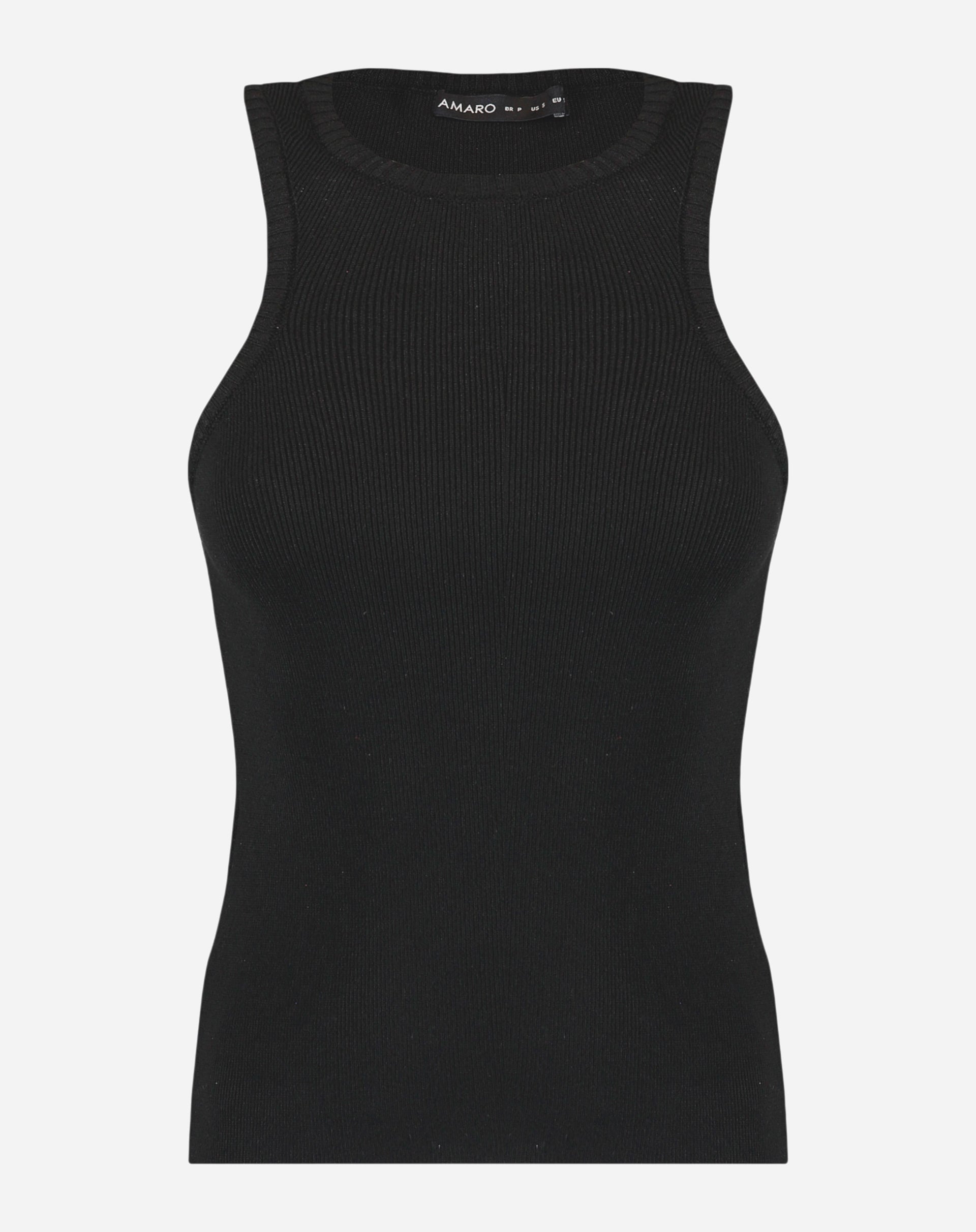 Blusa com Decote Halter de Tricot - Preto