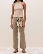 Blusa com Decote Halter de Tricot - Caqui