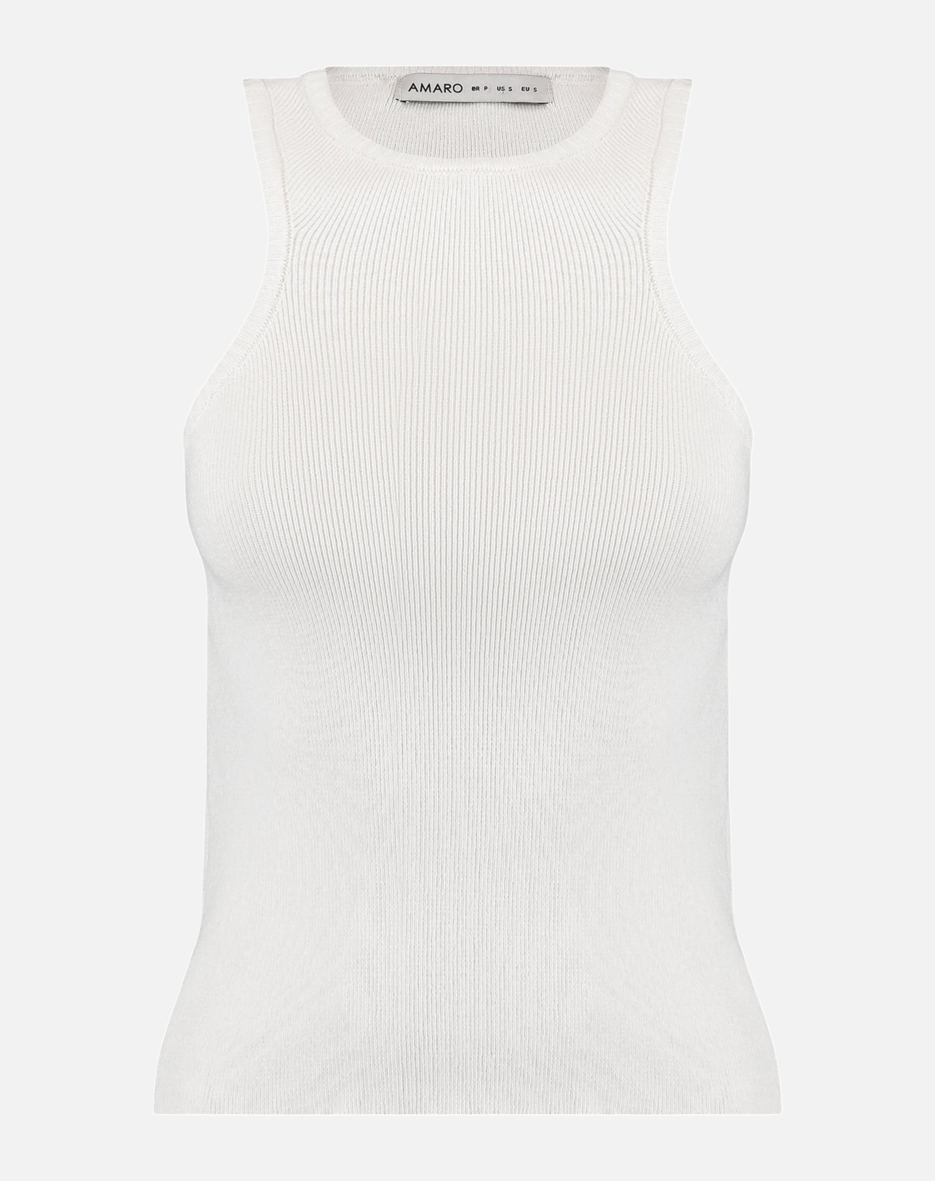 Blusa com Decote Halter de Tricot - Off-white