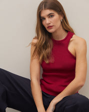 BLUSA COM DECOTE HALTER DE TRICOT - ROSA ESCURO