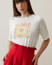 T-shirt Oversized Estampada - Off-white