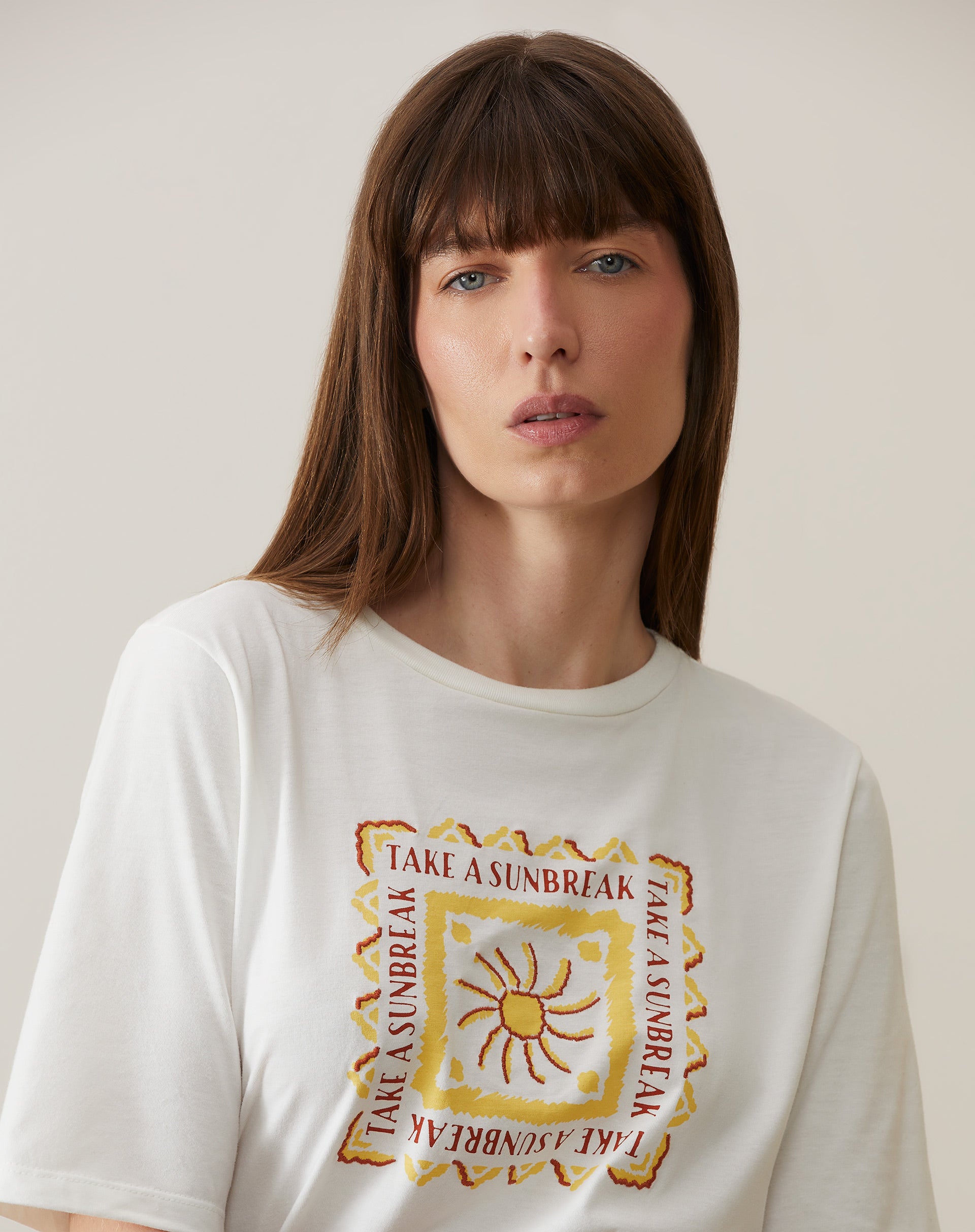 T-shirt Oversized Estampada - Off-white