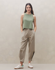 T-shirt Cropped Regata  - Verde Militar