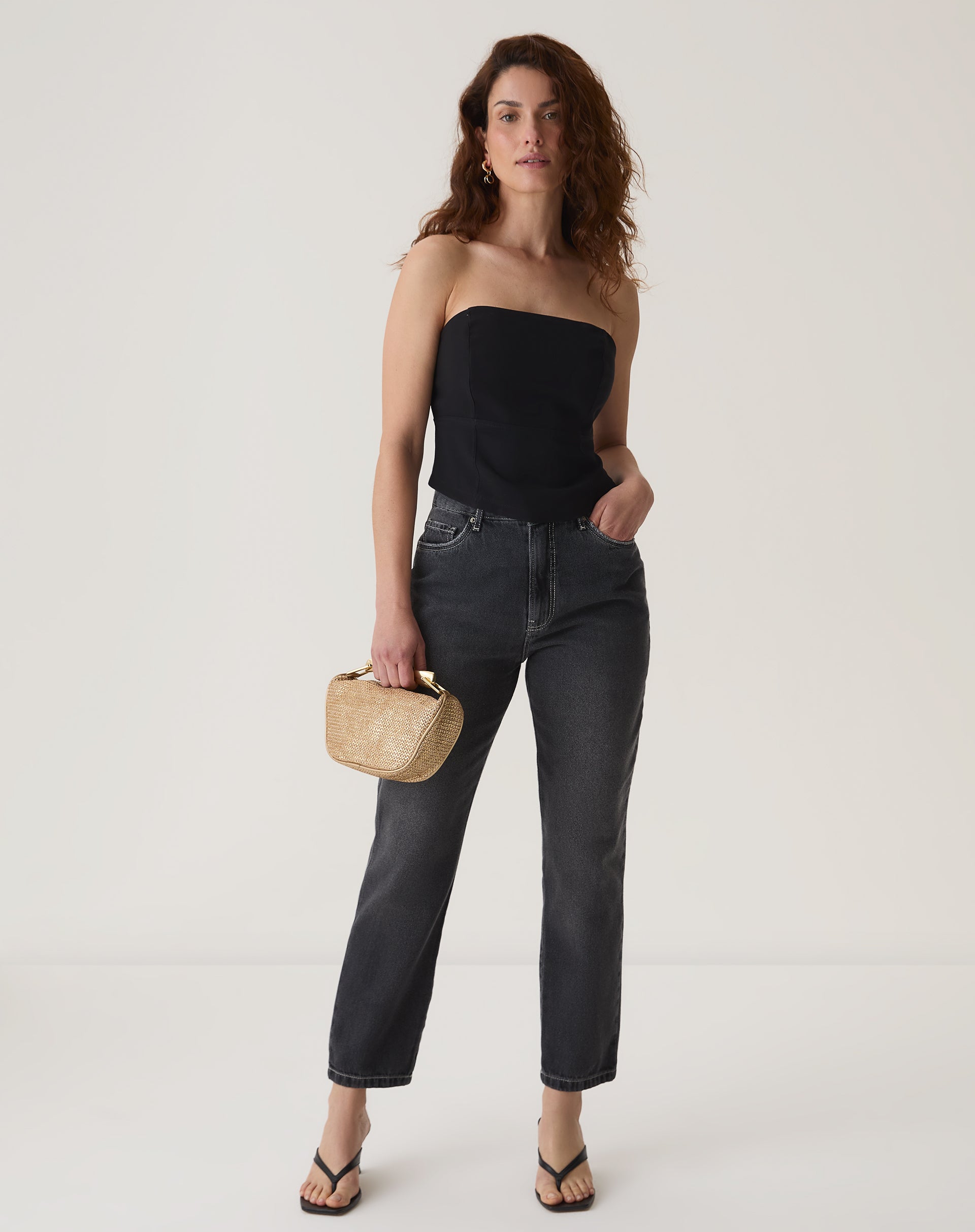 CALÇA MOM JEANS CROPPED - AZUL ESCURO