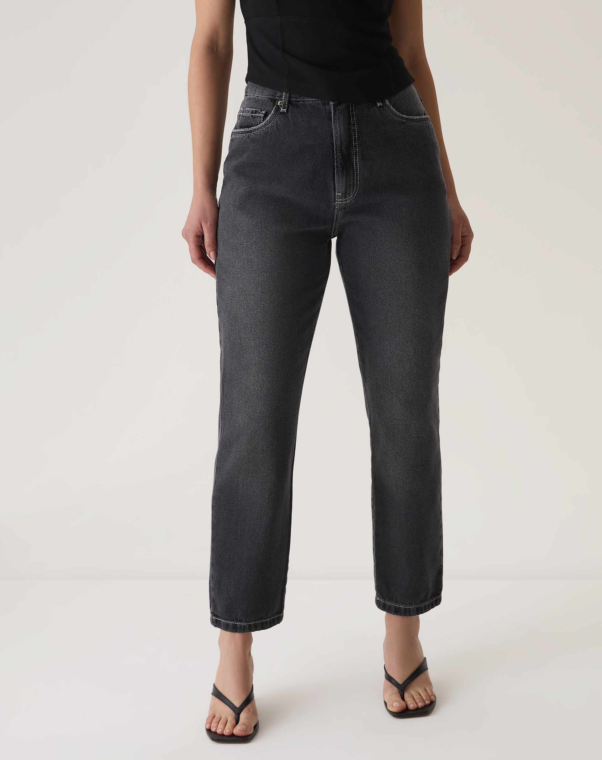 CALÇA MOM JEANS CROPPED - AZUL ESCURO