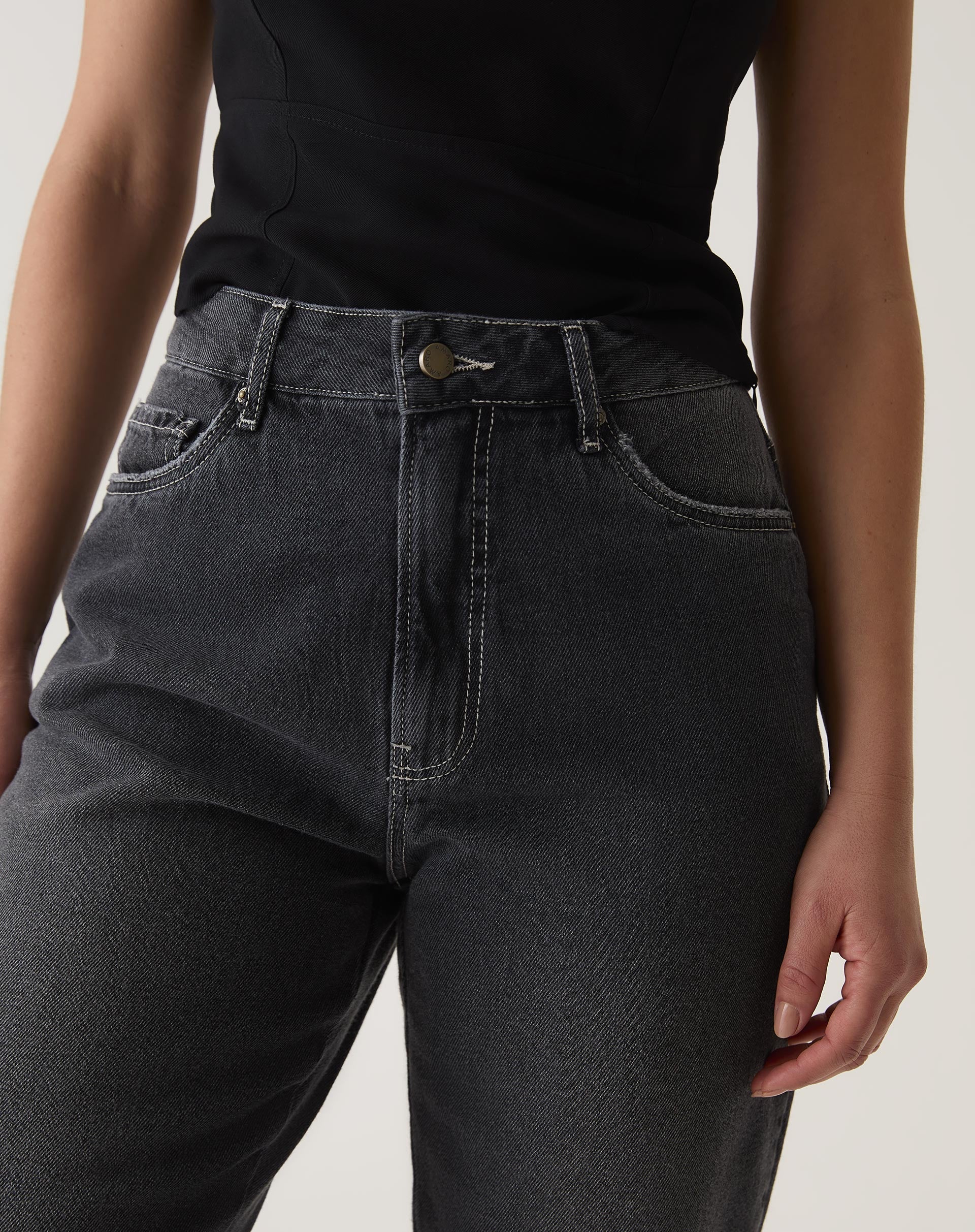 CALÇA MOM JEANS CROPPED - AZUL ESCURO