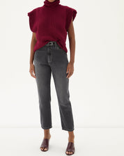 Calça Mom Jeans Cropped - Azul Escuro