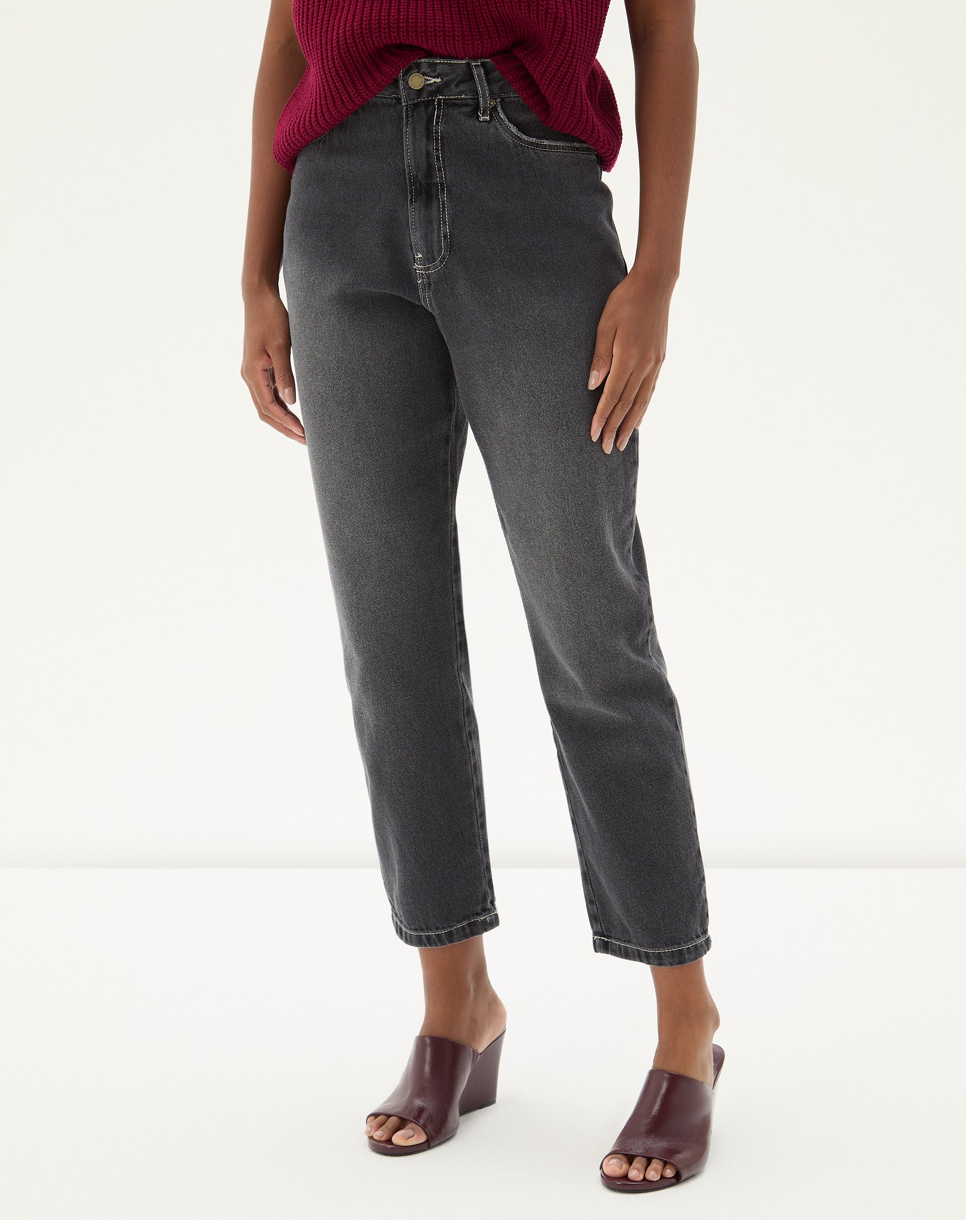 Calça Mom Jeans Cropped - Azul Escuro