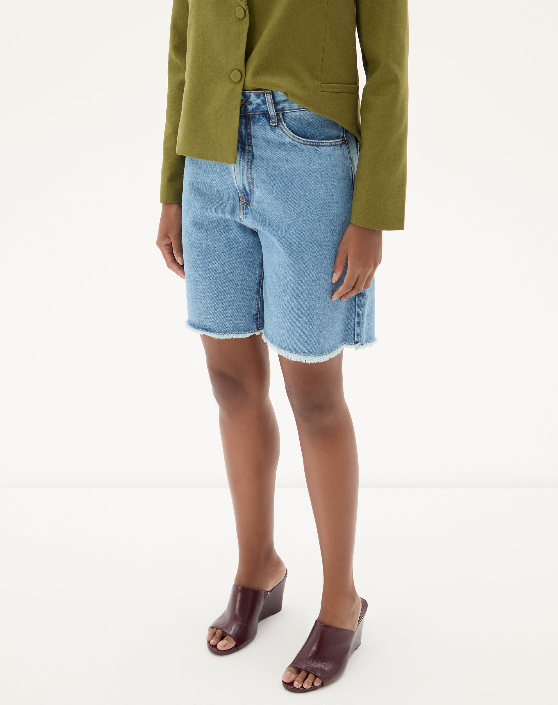 Bermuda Jeans Slim - Azul Médio