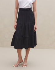 Saia Midi com Marias Texturizada - Preto