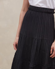 Saia Midi com Marias Texturizada - Preto